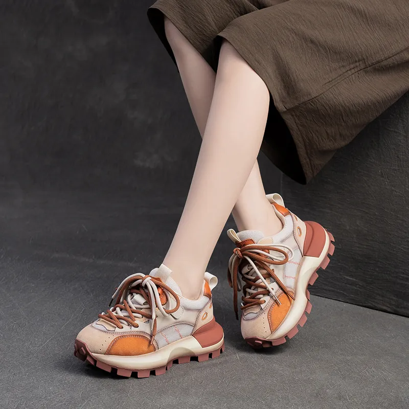 Chibang Height Increasing Breathable Low Top Chunky Sneakers Women's-4
