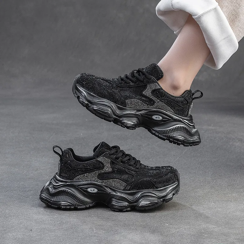 Chibang Wear-Resistant Breathable Lightweight Height Increasing Low-Top Chunky Sneakers Women's-9