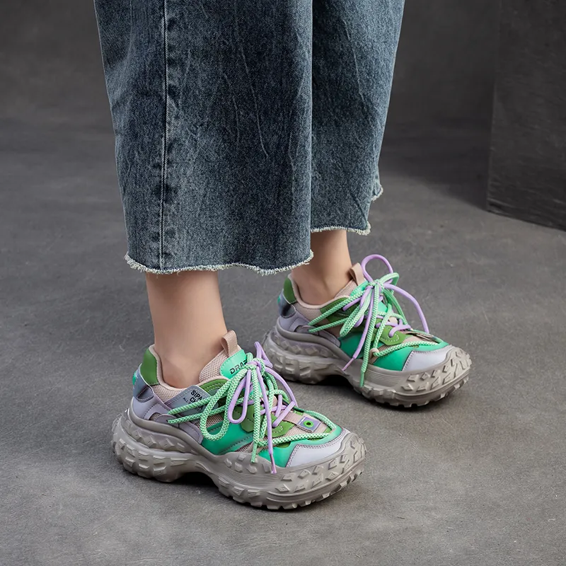 Chibang Abrasion Resistant, Breathable, Balanced, Lightweight Low Top Chunky Sneakers Women's-10