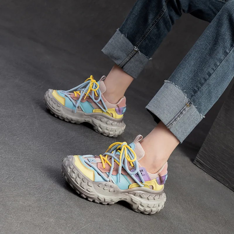 Chibang Abrasion Resistant, Breathable, Balanced, Lightweight Low Top Chunky Sneakers Women's-3