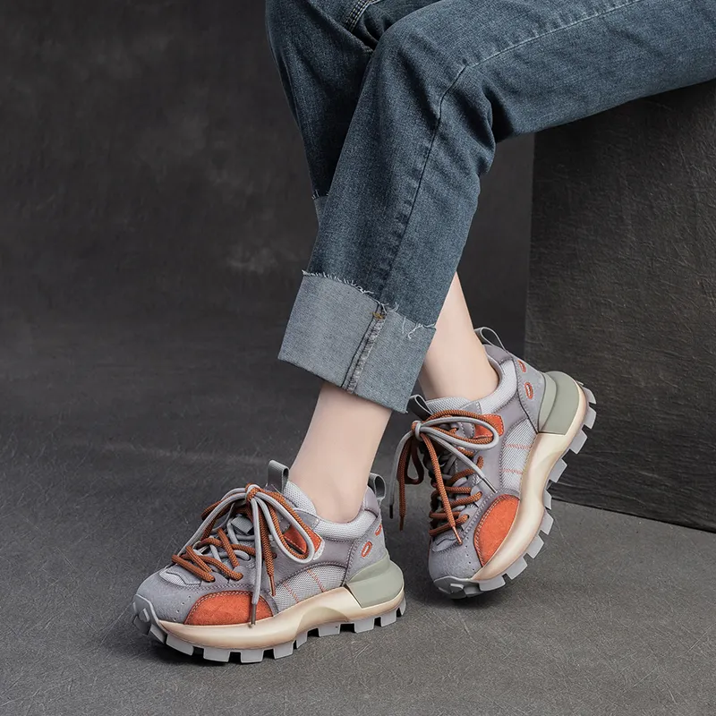 Chibang Height Increasing Breathable Low Top Chunky Sneakers Women's-11