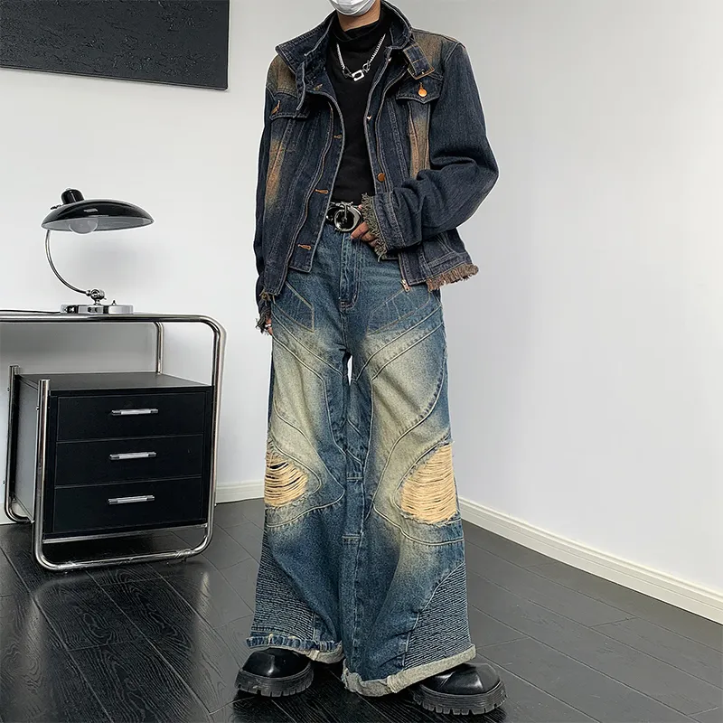 PAINT STAIN Denim Jacket Unisex Blue-5