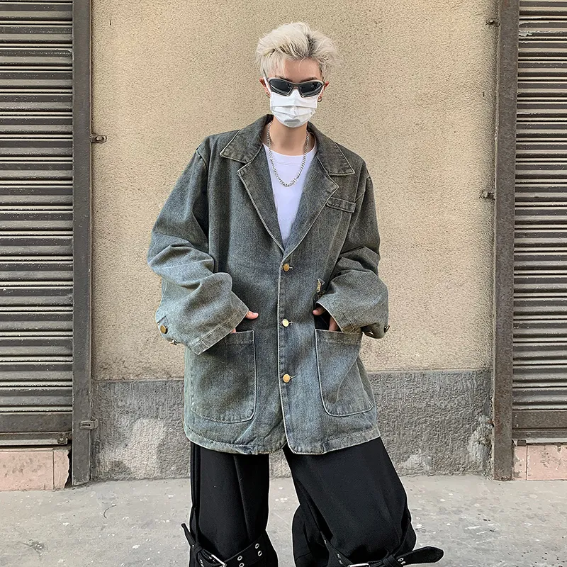 TESTUNG Denim Jacket Unisex Blue Shades Single Item-3