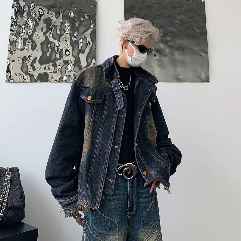 PAINT STAIN Denim Jacket Unisex Blue-8