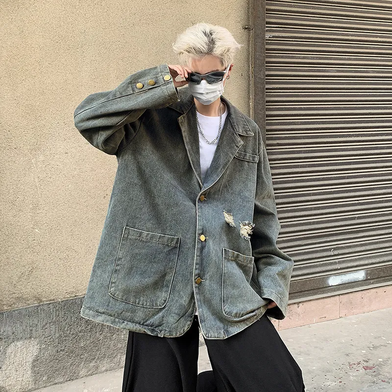 TESTUNG Denim Jacket Unisex Blue Shades Single Item-2