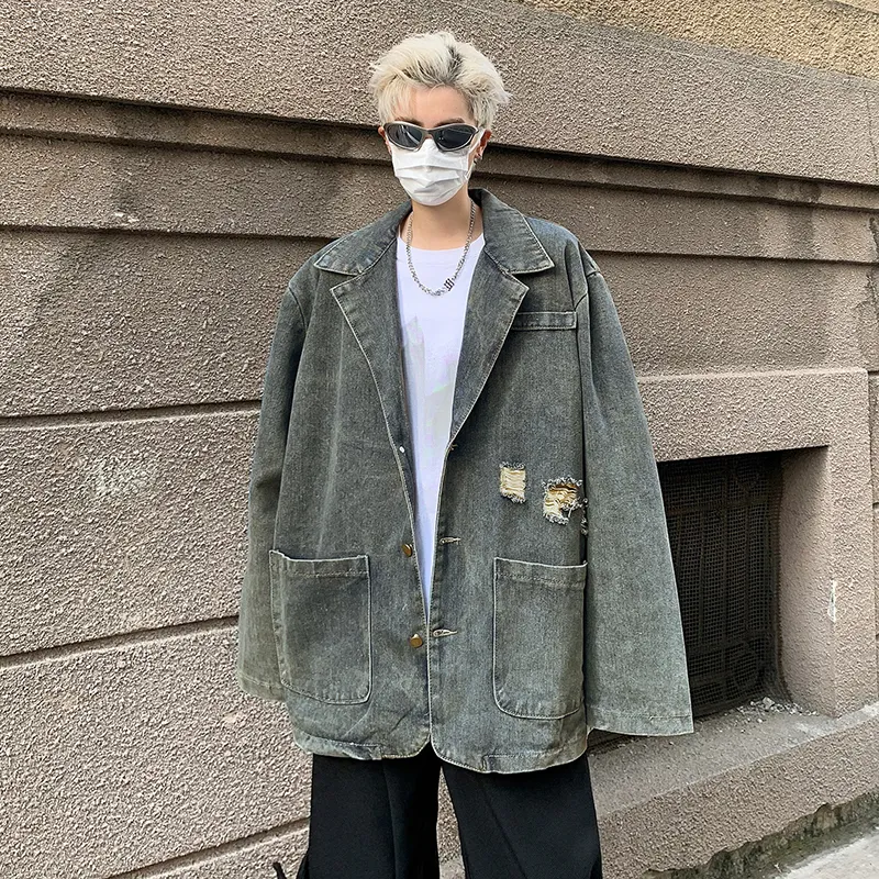 TESTUNG Denim Jacket Unisex Blue Shades Single Item-7