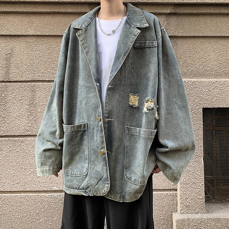 TESTUNG Denim Jacket Unisex Blue Shades Single Item-6