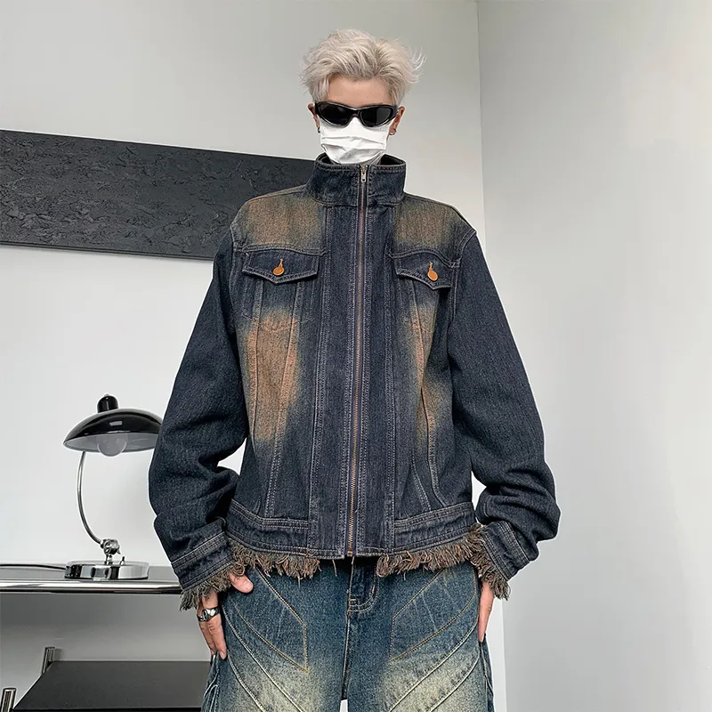 PAINT STAIN Denim Jacket Unisex Blue-11