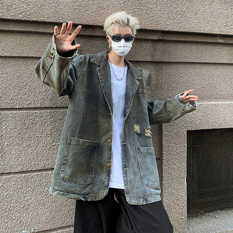 TESTUNG Denim Jacket Unisex Blue Shades Single Item-5