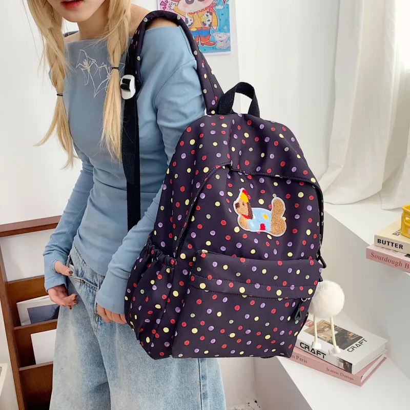 Parker Bear Nylon Fabric Backpack Regular Unisex White/Black-8
