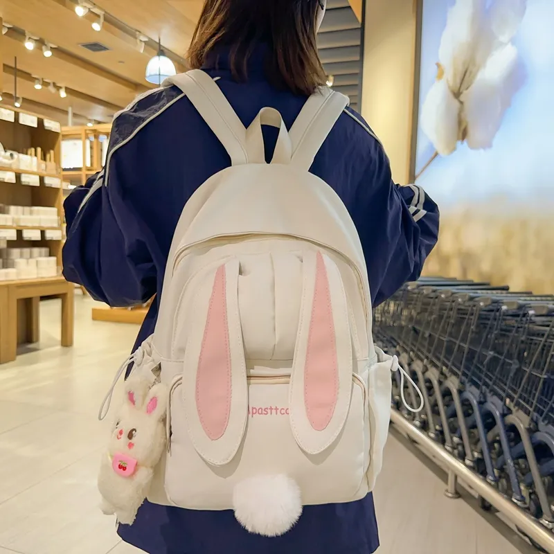 Parker Bear Nylon Backpack Women's Yellow/Pink/White/Blue-1