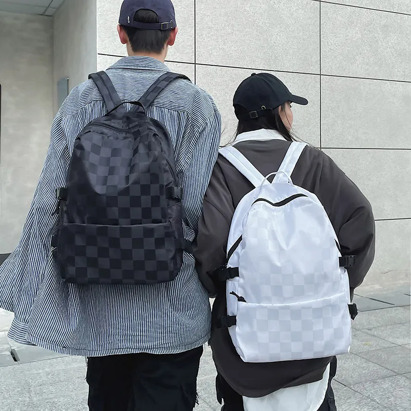 MingLu Nylon Backpack Regular Unisex Black/White-1