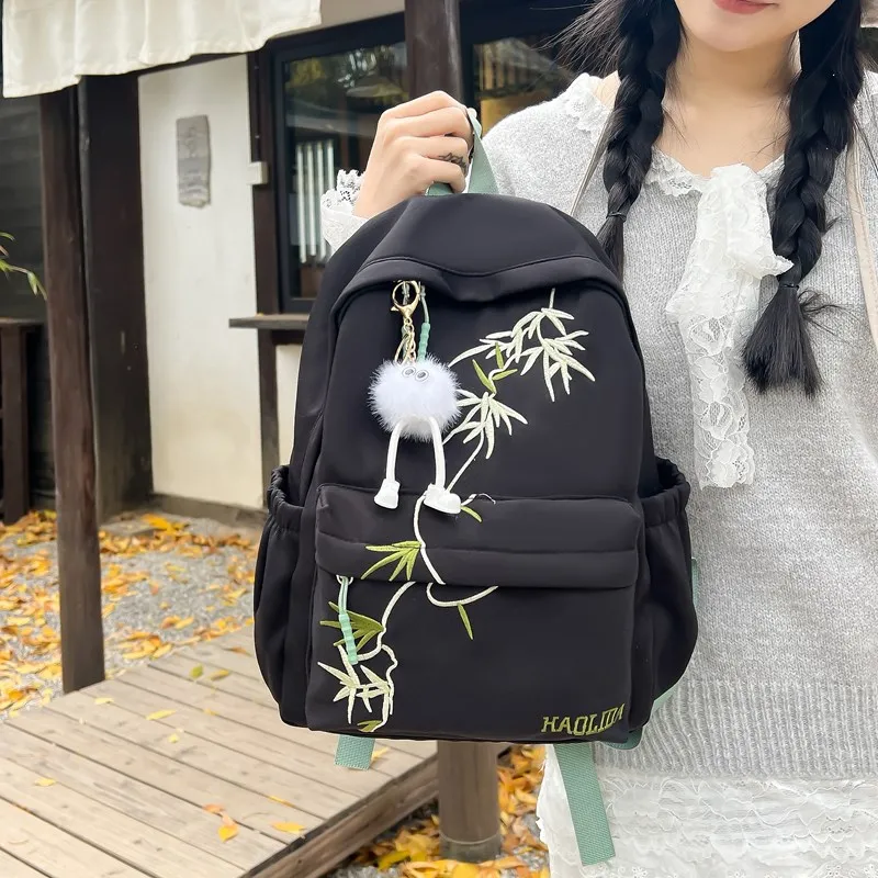 Parker Bear Composite Cloth Backpack Unisex Khaki/Black/White-15