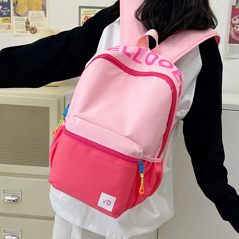 Parker Bear Nylon Backpack Unisex Pink/Gray/Green/Dark Blue-10