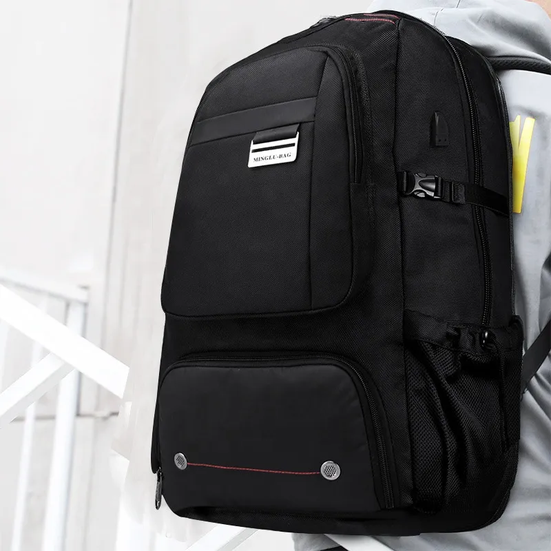 MingLu Oxford Backpack Luggage Backpack Regular Unisex Black-4