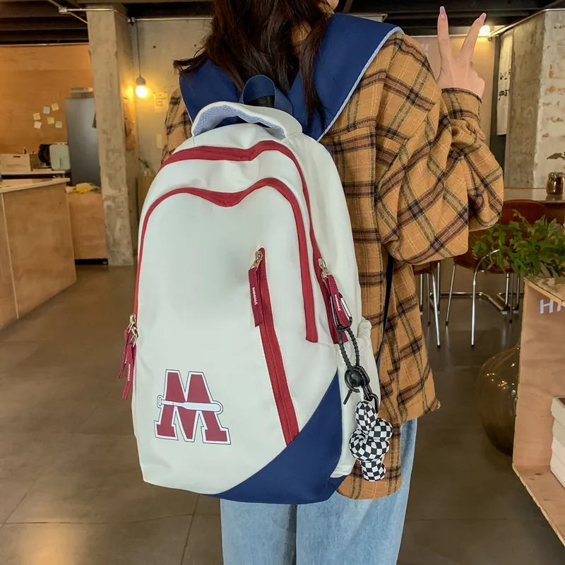 Parker Bear Nylon Laptop Backpack Regular Unisex White Red Blue/Black/White Red-3