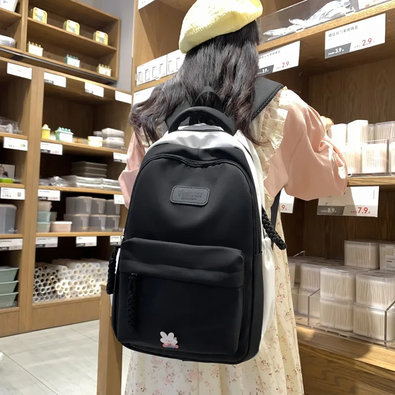 Parker Bear Nylon Backpack Unisex Black White/Blue White/Pink White/Red White/Green White-3
