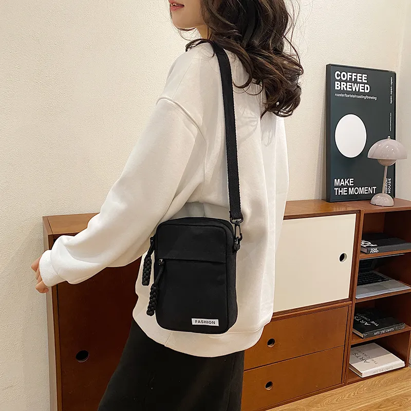 Parker Bear Canvas Canvas Bag Shoulder Bag Crossbody Bag Regular Unisex Black/Blue/Khaki/White-17