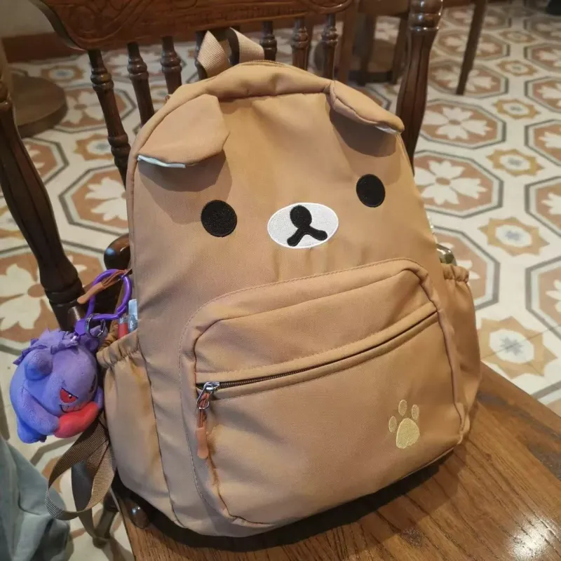 Parker Bear Nylon Fabric Backpack Women's White/Dark Brown-5