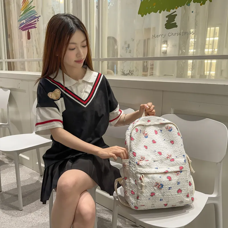 Parker Bear Nylon Backpack Regular Women's Multicolor-14