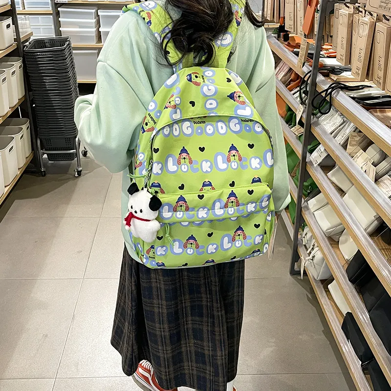 Parker Bear Nylon Backpack Regular Unisex Black White Pink Blue Green-29