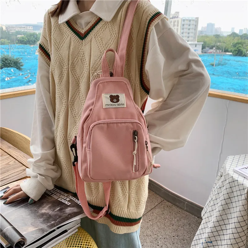 Parker Bear Nylon Backpack Regular Unisex Yellow/Pink/Black/Green/Sky Blue-1