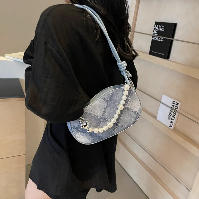 MingLu PU Shoulder Bag, Crossbody Bag, Handbag Unisex Dark Tea/Ecru/Blue/Pink-16