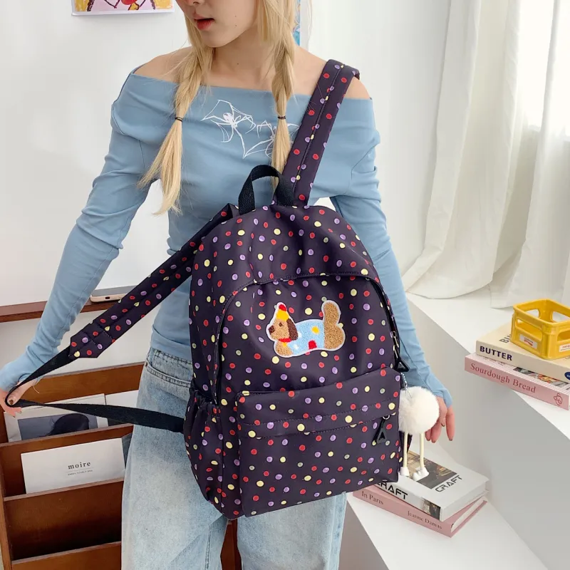Parker Bear Nylon Fabric Backpack Regular Unisex White/Black-9