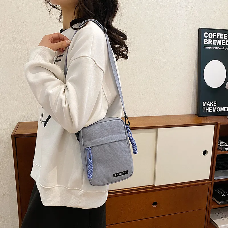 Parker Bear Canvas Canvas Bag Shoulder Bag Crossbody Bag Regular Unisex Black/Blue/Khaki/White-13