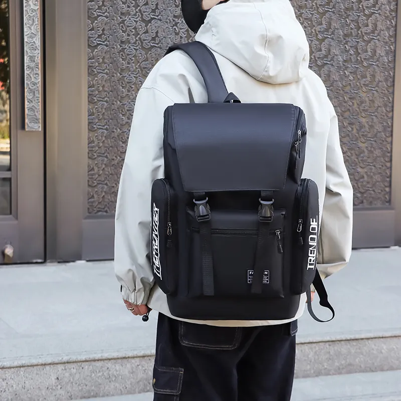 MingLu Oxford Travel Laptop Bag Backpack Regular Unisex Black/Gray-6