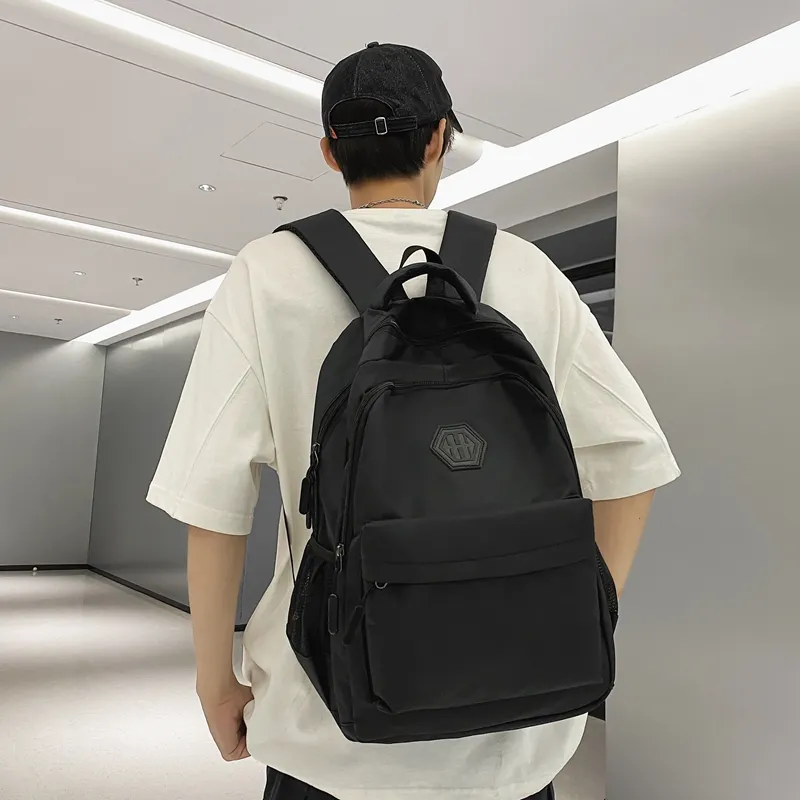 MingLu Nylon Backpack Regular Men's Black/Gray/Red/Blue-4