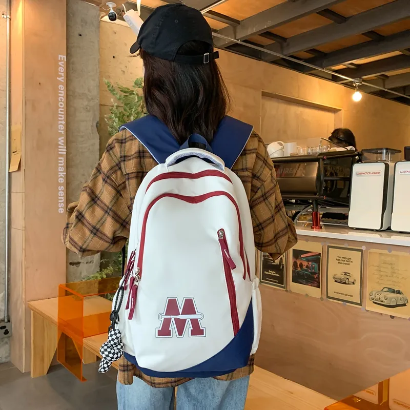 Parker Bear Nylon Laptop Backpack Regular Unisex White Red Blue/Black/White Red-2