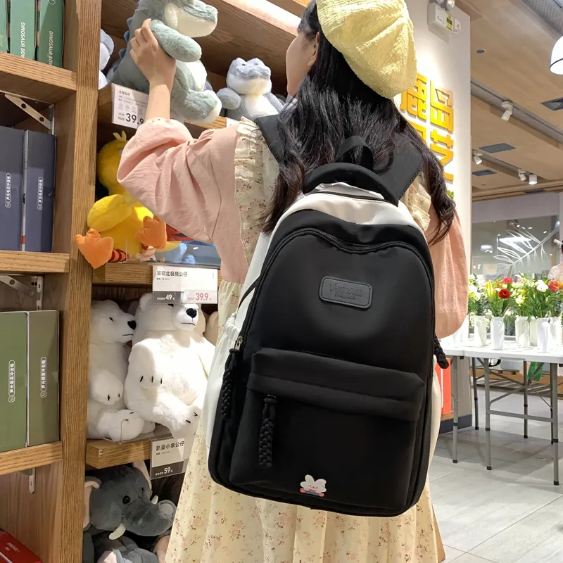 Parker Bear Nylon Backpack Unisex Black White/Blue White/Pink White/Red White/Green White-2