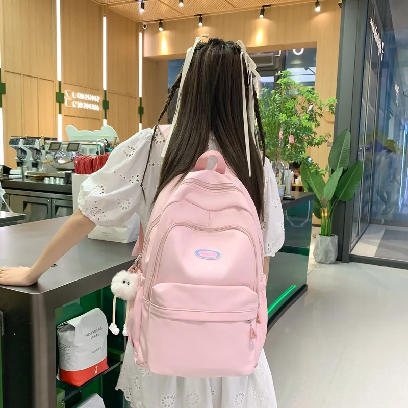 Parker Bear Nylon Backpack Regular Unisex Black/Khaki/Green/White/Pink/Blue/Yellow-1