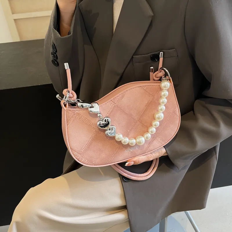MingLu PU Shoulder Bag, Crossbody Bag, Handbag Unisex Dark Tea/Ecru/Blue/Pink-23