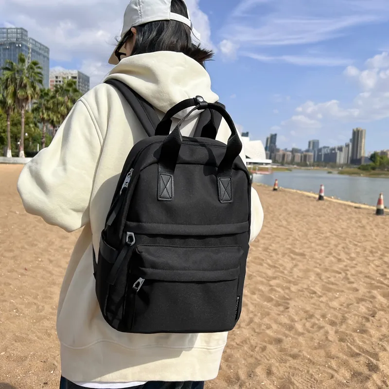 Parker Bear Nylon Backpack Unisex Black/Gray/Ecru/Green-3