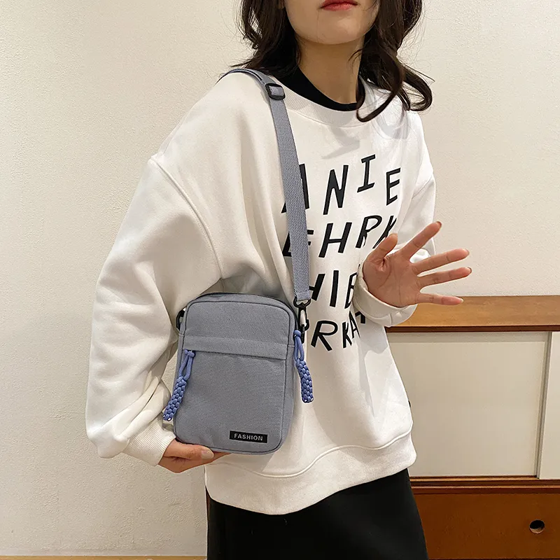 Parker Bear Canvas Canvas Bag Shoulder Bag Crossbody Bag Regular Unisex Black/Blue/Khaki/White-14