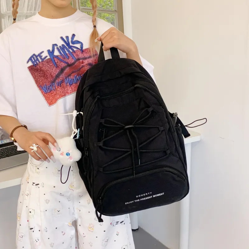 Parker Bear Nylon Fabric Backpack Unisex Multicolor-25