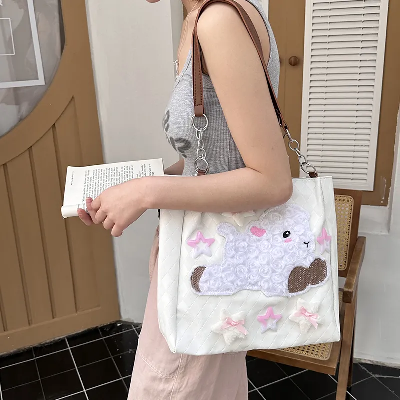 Parker Bear PU Shoulder Bag Unisex White-2