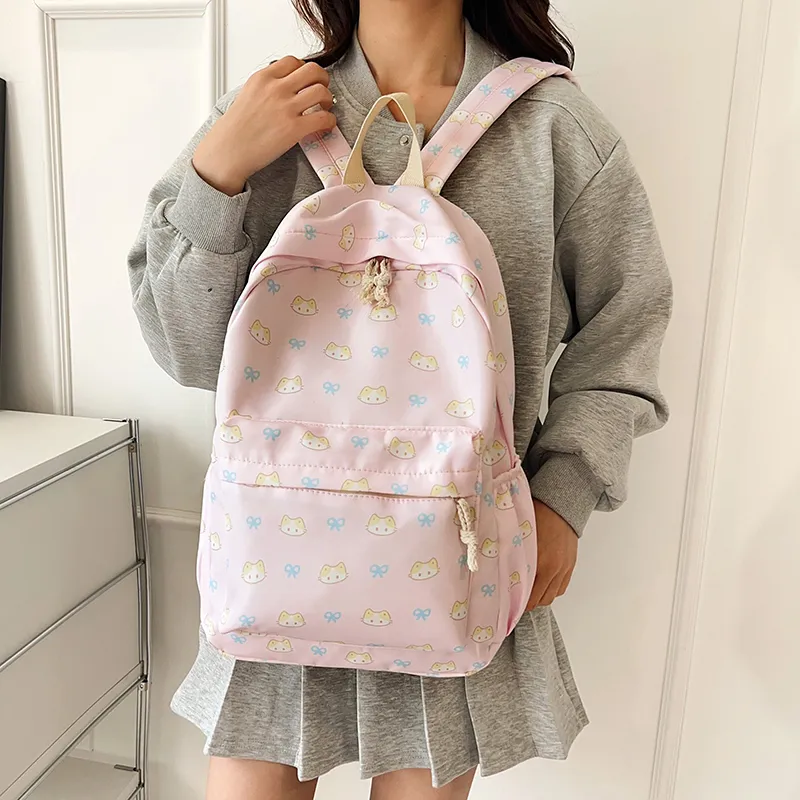 Parker Bear Nylon Backpack Women's Beige Yellow/White/Blue/Pink-18