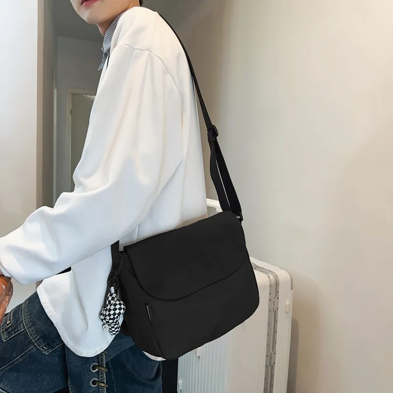 Parker Bear Nylon Shoulder Bag Crossbody Bag Regular Unisex Black/Blue/White/Red-2