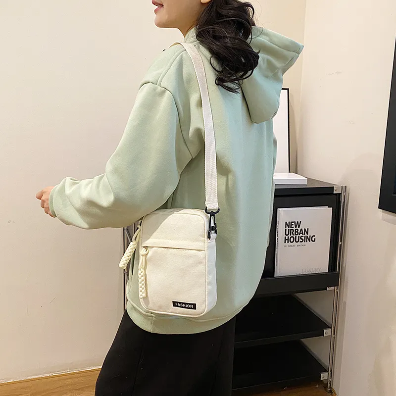 Parker Bear Canvas Canvas Bag Shoulder Bag Crossbody Bag Regular Unisex Black/Blue/Khaki/White-3
