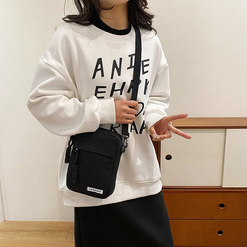 Parker Bear Canvas Canvas Bag Shoulder Bag Crossbody Bag Regular Unisex Black/Blue/Khaki/White-23