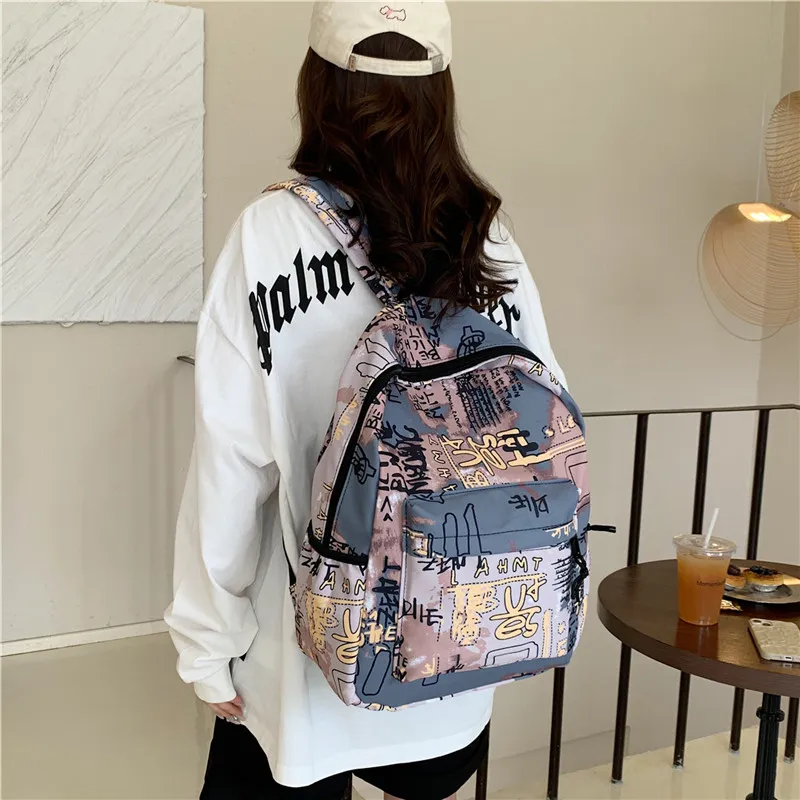Parker Bear Canvas With Fabric Backpack Regular Unisex Purple/Gray/Blue/Black-7