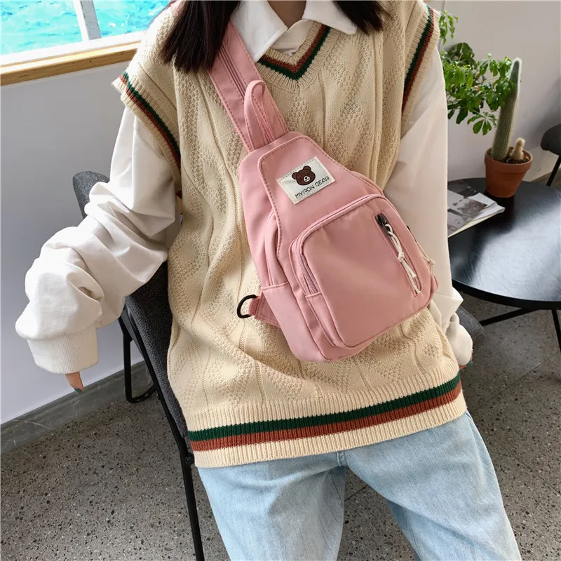 Parker Bear Nylon Backpack Regular Unisex Yellow/Pink/Black/Green/Sky Blue-6
