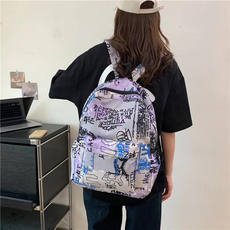 Parker Bear Canvas With Fabric Backpack Regular Unisex Purple/Gray/Blue/Black-1