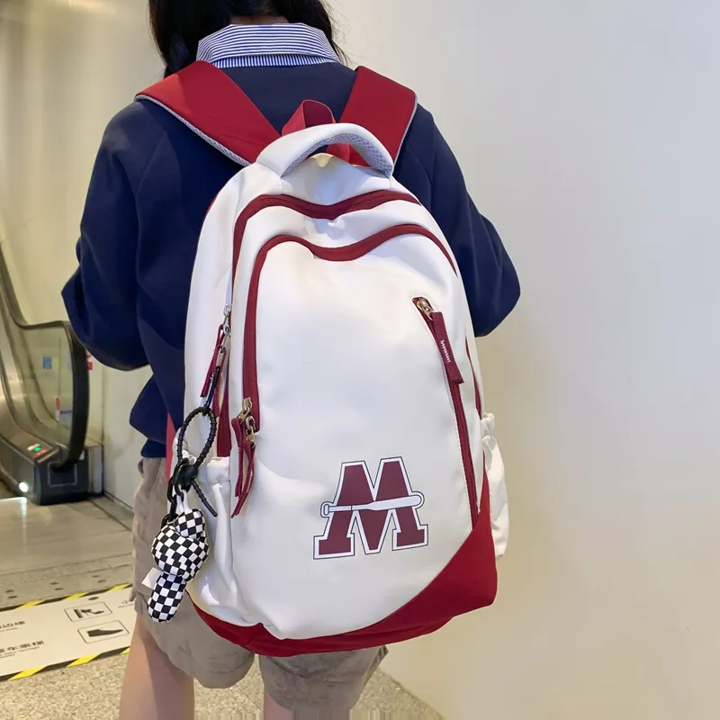 Parker Bear Nylon Laptop Backpack Regular Unisex White Red Blue/Black/White Red-11