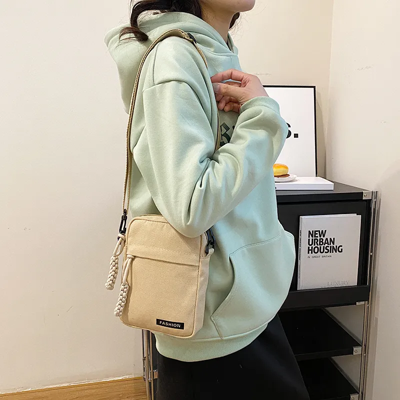 Parker Bear Canvas Canvas Bag Shoulder Bag Crossbody Bag Regular Unisex Black/Blue/Khaki/White-26