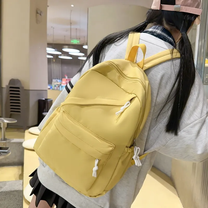 MingLu Nylon Backpack Regular Unisex Yellow/Green/Blue/Purple/Black/White/Blue/Pink-19