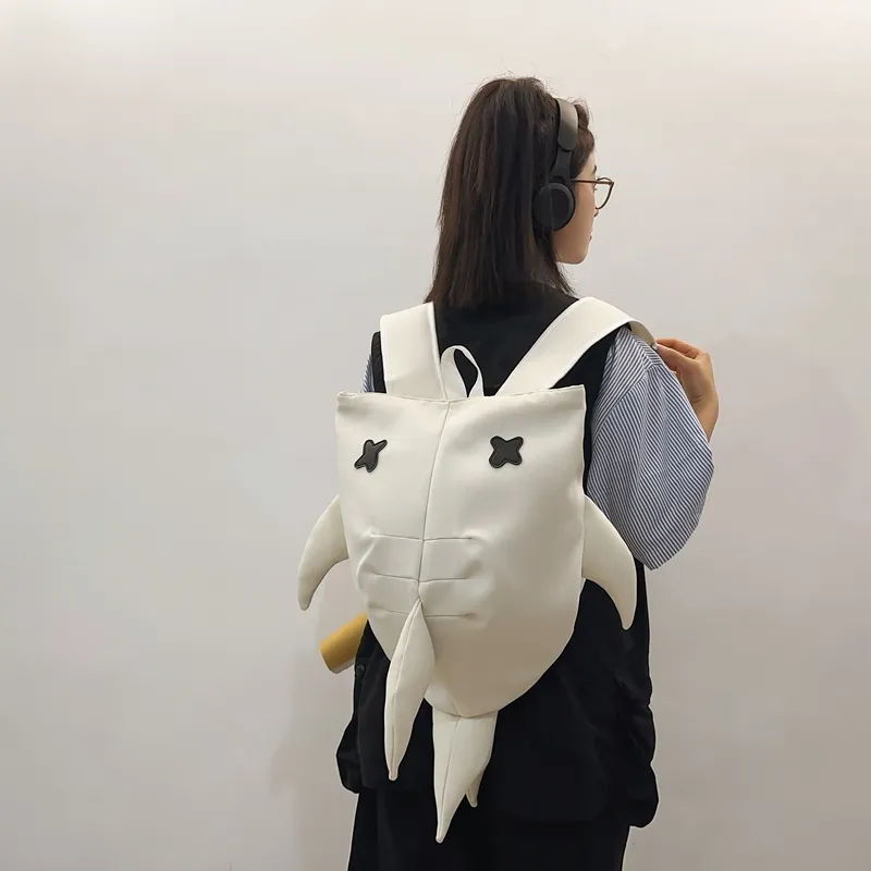 Parker Bear Nylon Backpack Unisex Black/White-3
